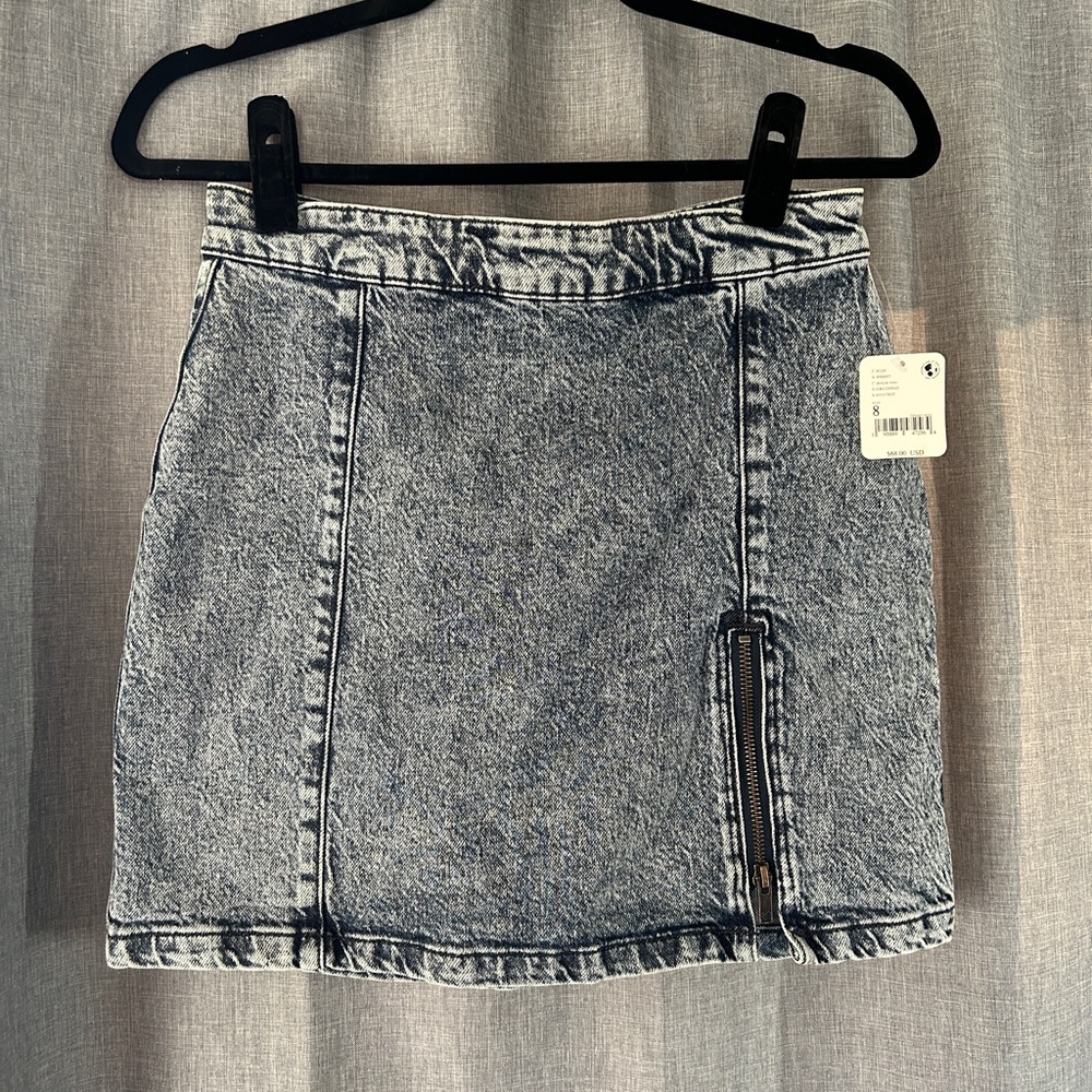 Denim Mini Skirt with Zipper Detail